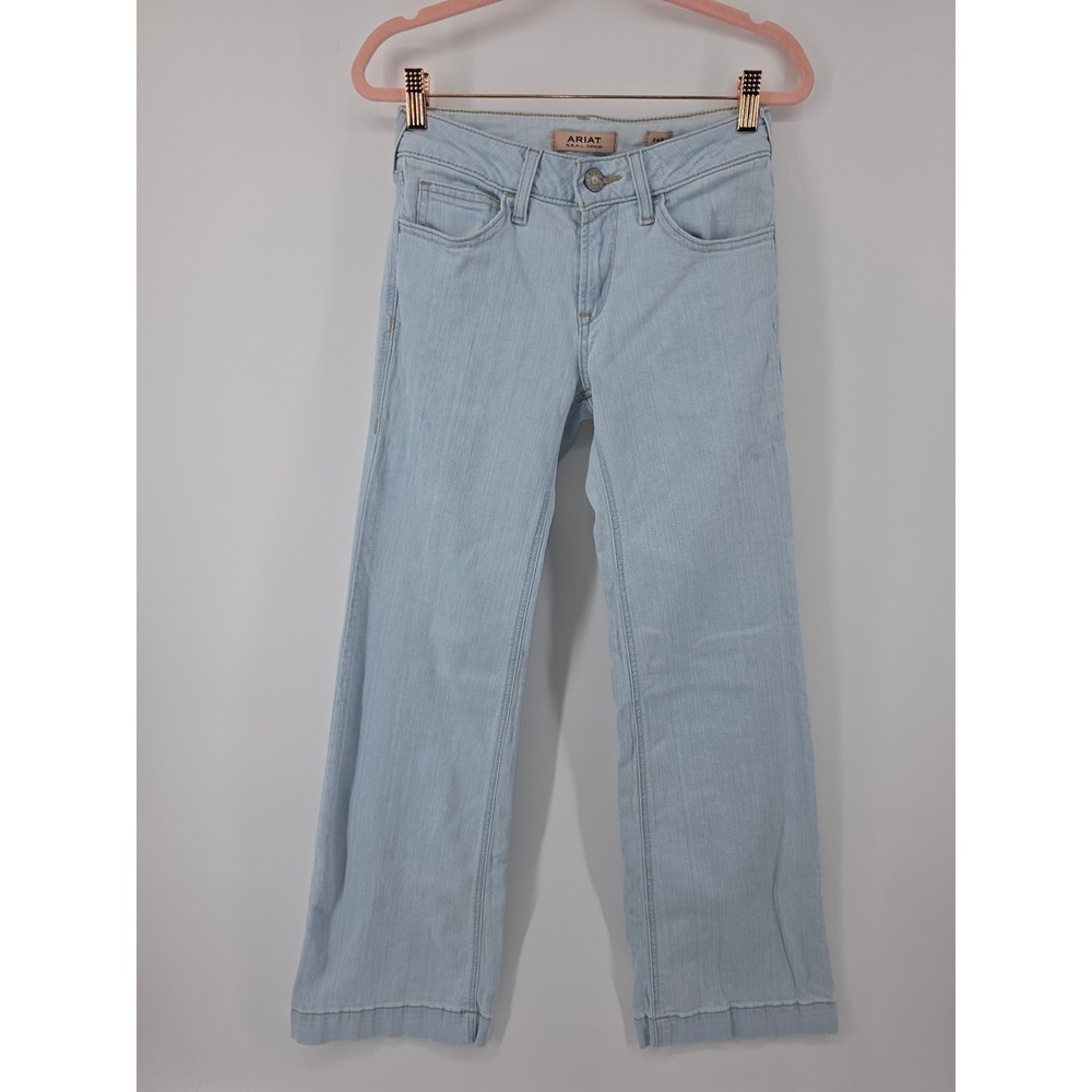 Ariat REAL Denim Perfect Rise Trouser Jeans Light Wash Blue Size 26S Womens